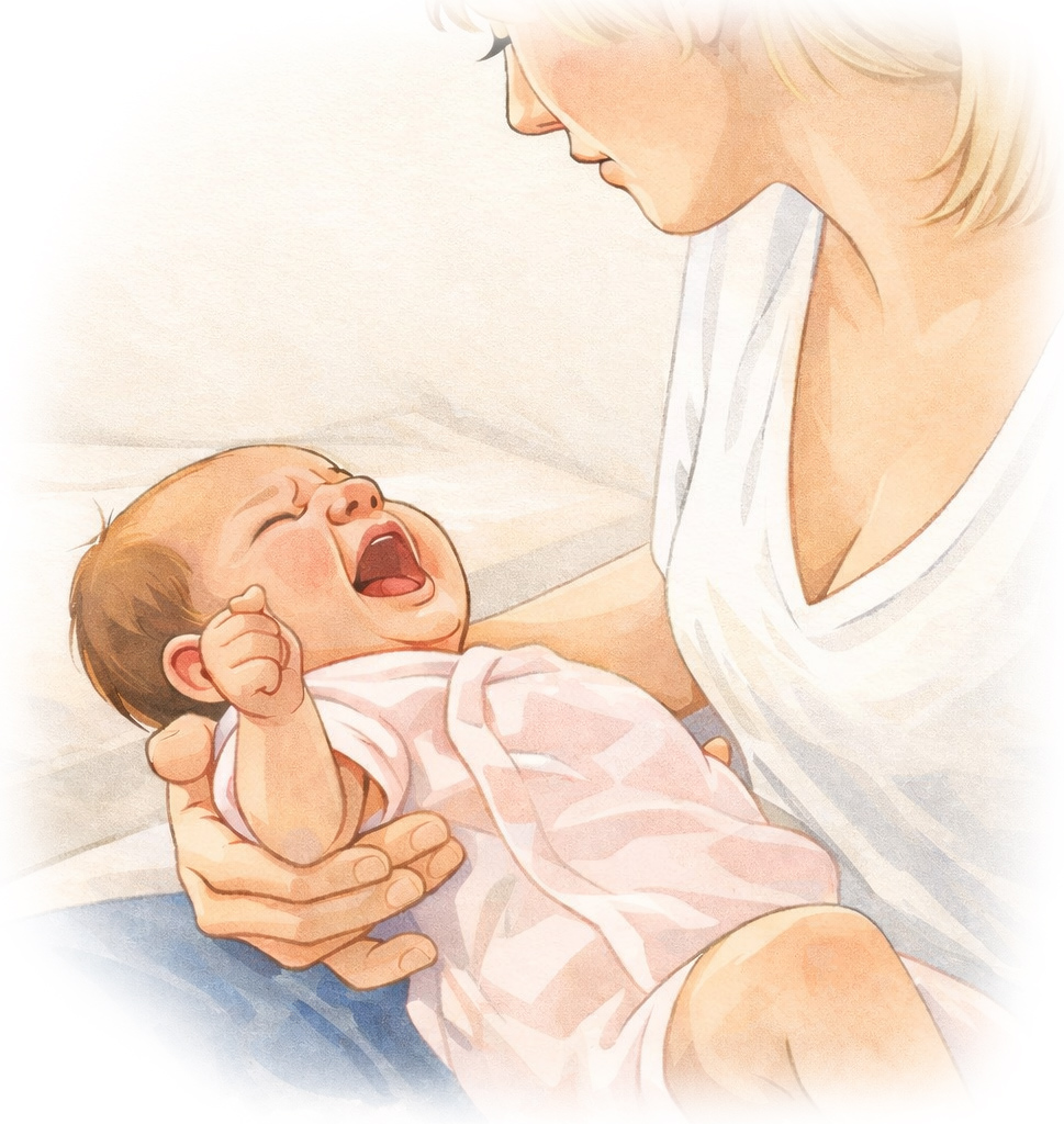 En skrikande liten bebis