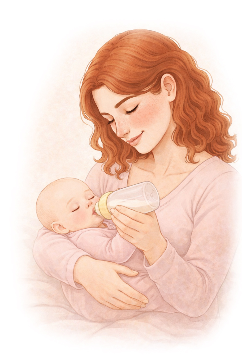 Mamma som flaskmatar sin bebis