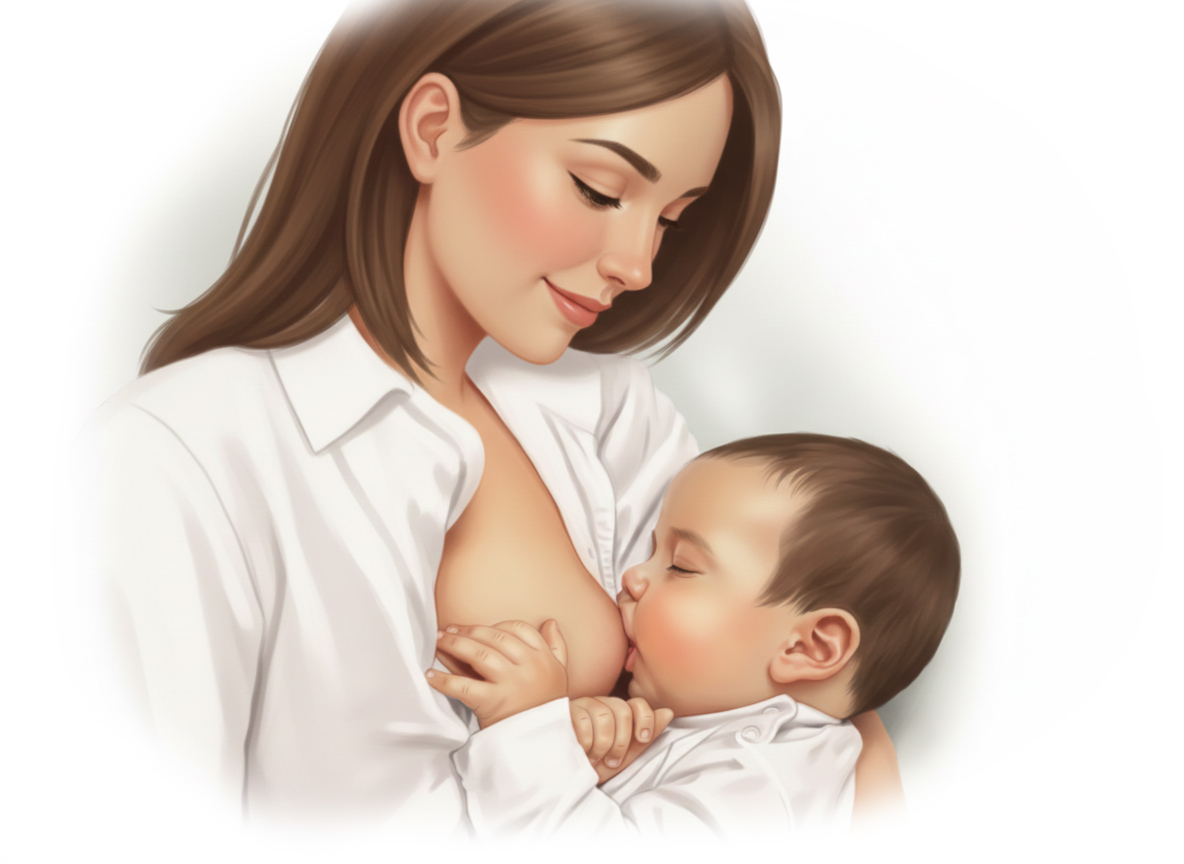 Kvinna som ammar sin bebis