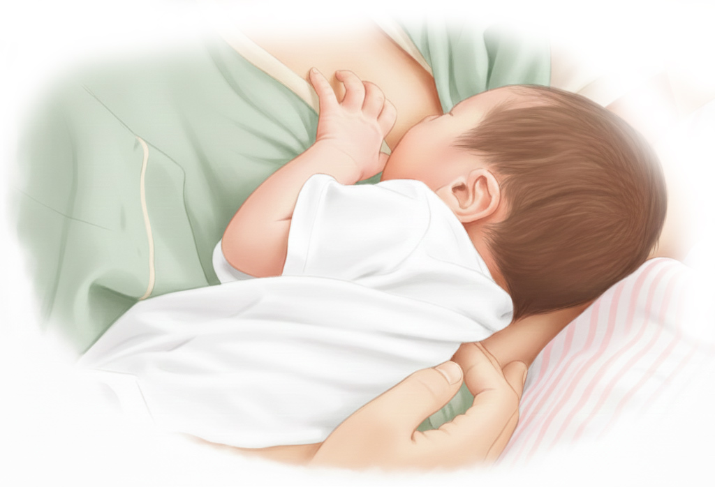 Liten bebis som ammar